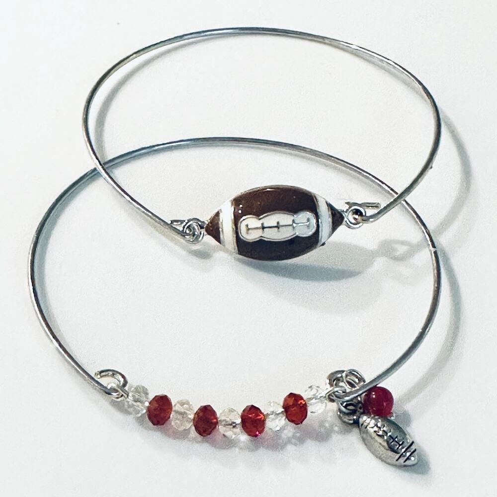 Stack of 2 Red and White Football Bracelets